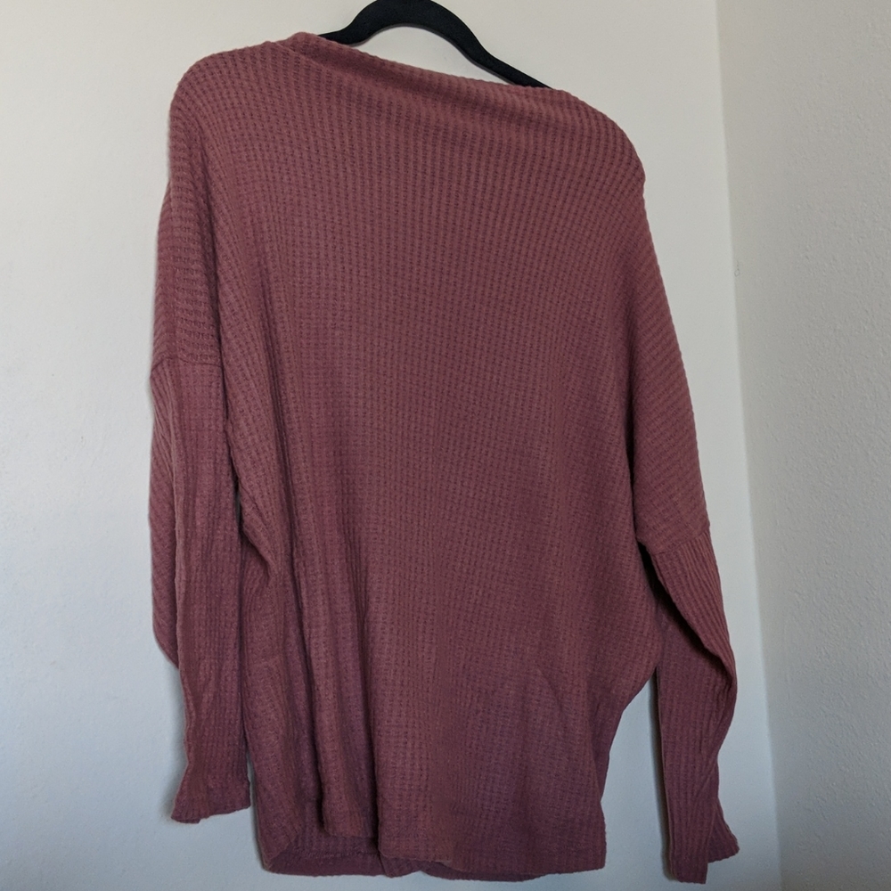 Off Shoulder Waffle Knit Shirt